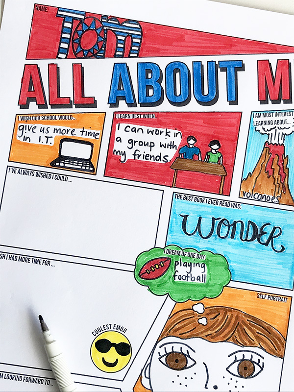 All about me printable activity sheets for back to school