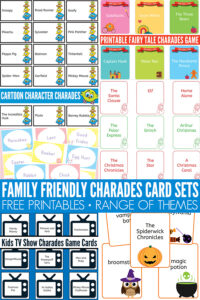 Charades ideas game cards