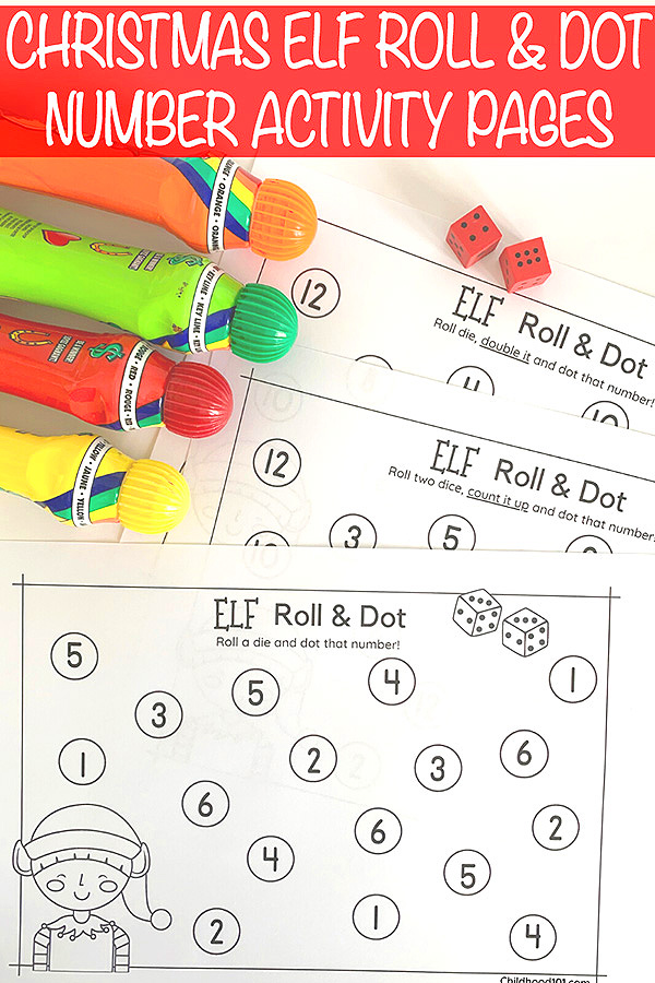 Christmas Elf Roll and Dot Math Game