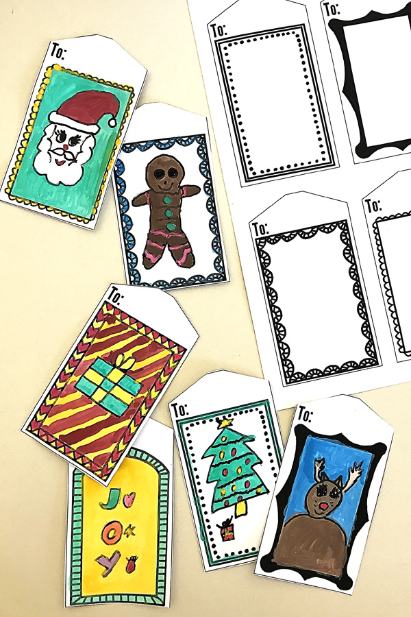 Printable Art Frame Gift Tags for Kids to Decorate