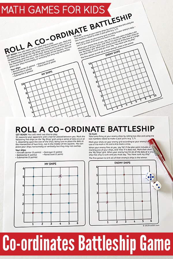 Co-ordinates Battleship Math Game