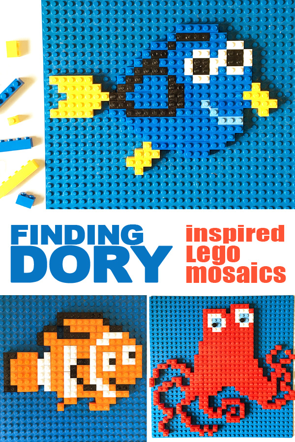 Finding Dory Inspired Lego Mosaic Patterns. Free printable.