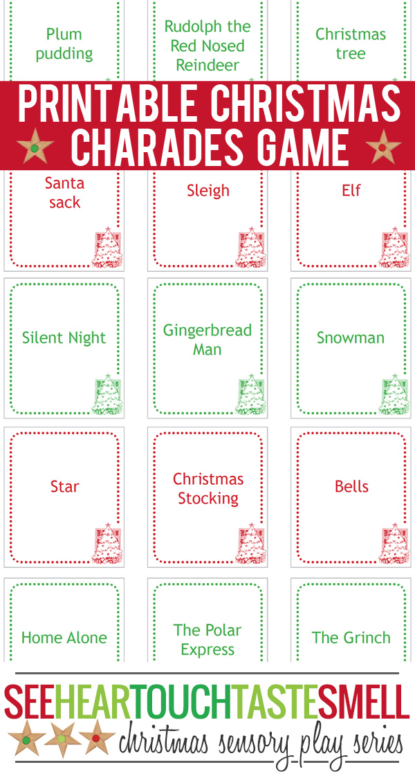 Christmas Charades Cards Printable