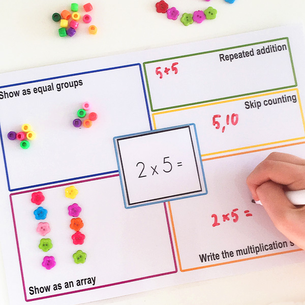 Printable multiplication strategy mats