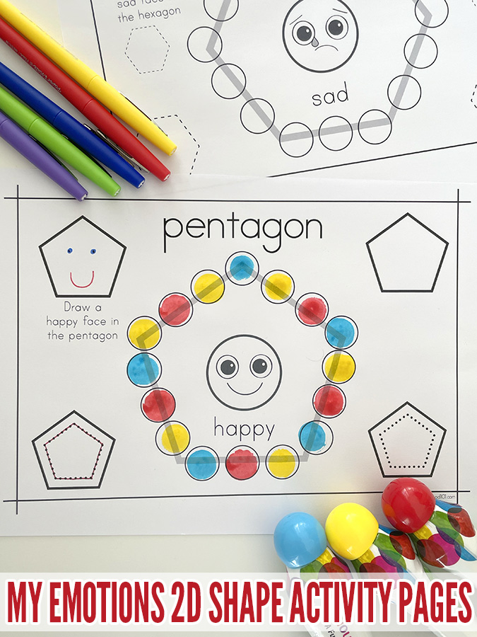 My Emotions 2D Shape Preschool Activity Pages