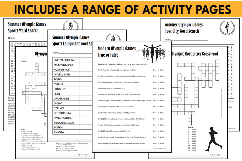 Olympic activity sheets