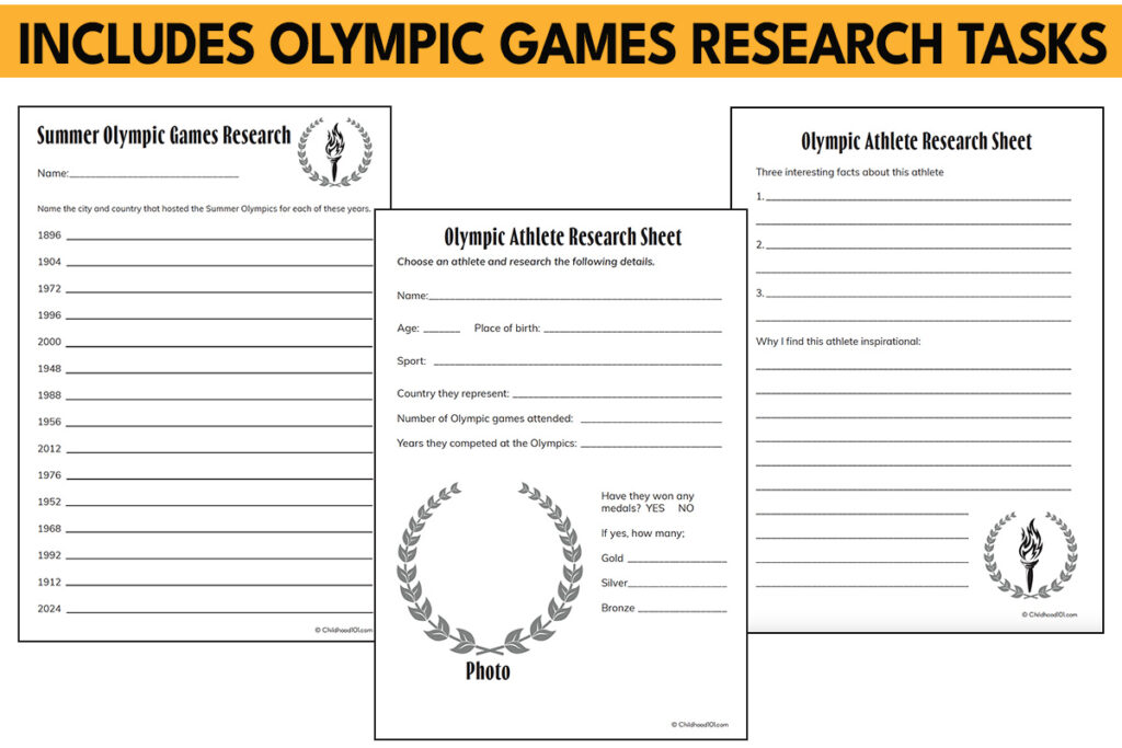 Olympic printables for kids