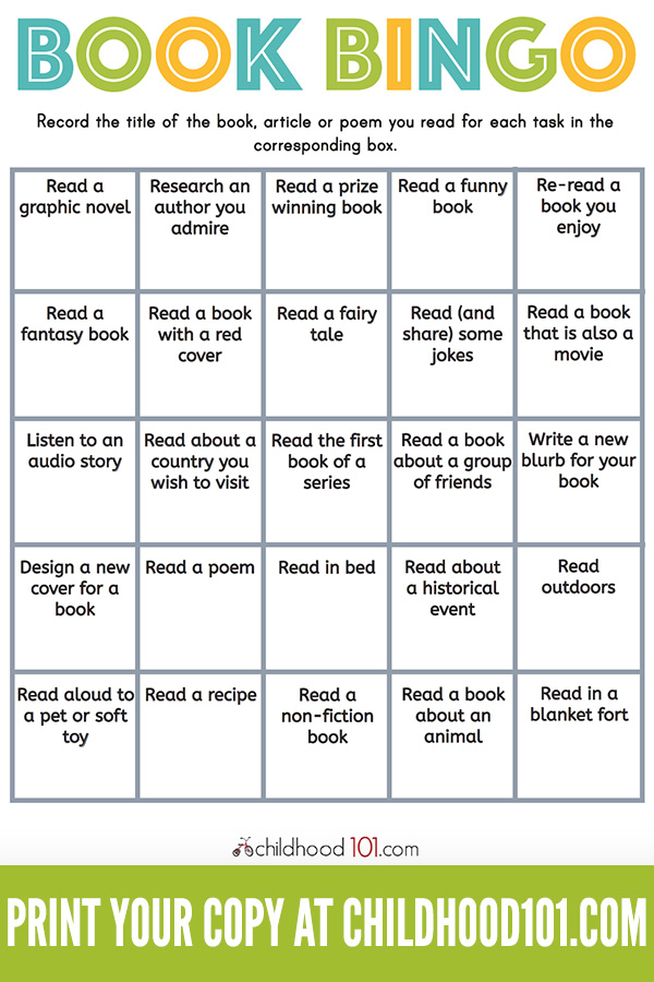 Printable Book Bingo for Kids