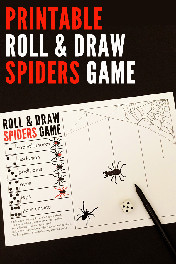 Printable Roll and Draw Spiders Dice Game