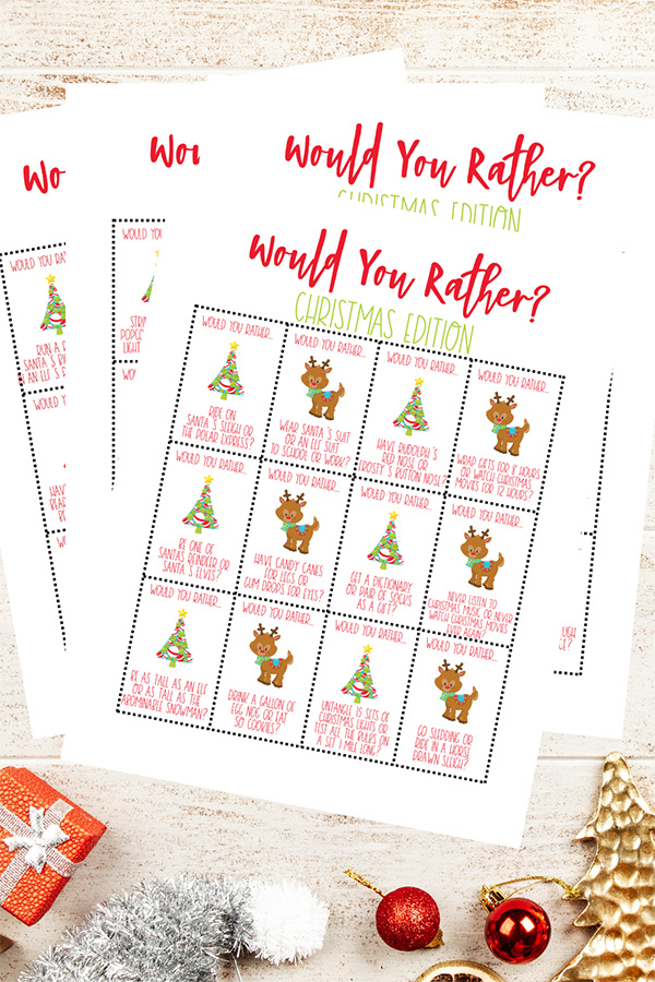 Printable Would You Rather Christmas game