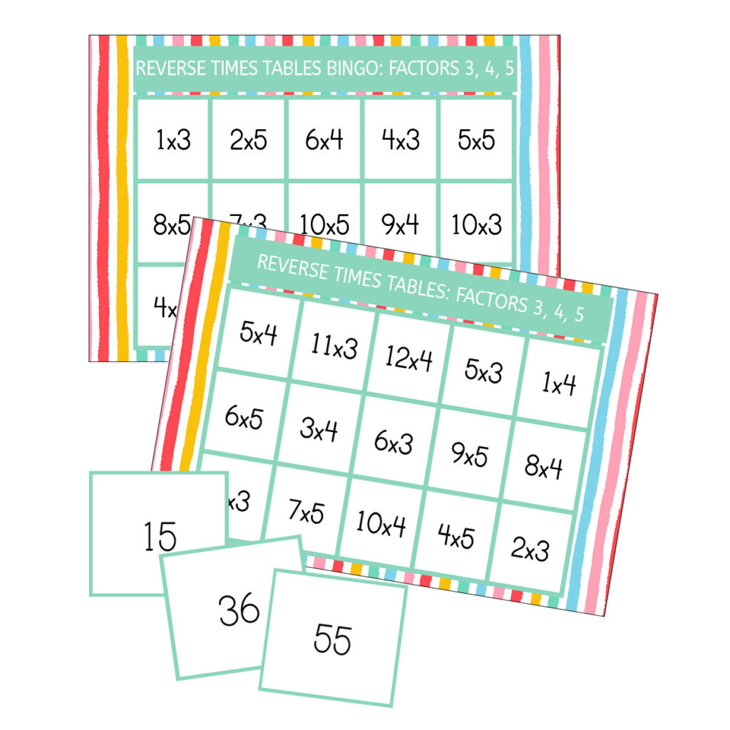 Reverse bingo multiplication game