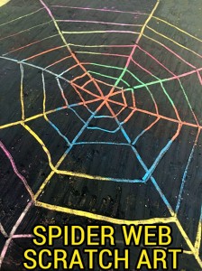 Scratch art spider webs for Halloween