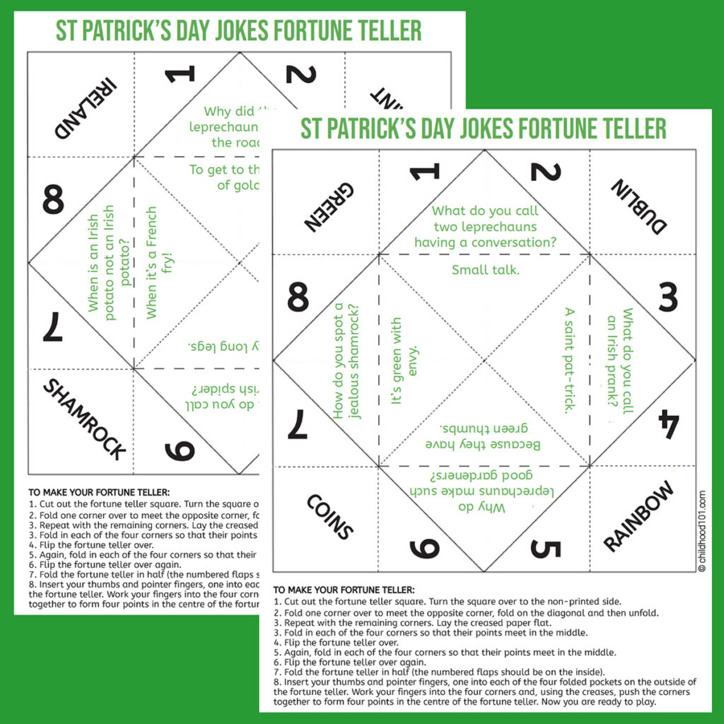 St Patricks Day Jokes Fortune Tellers for Kidss