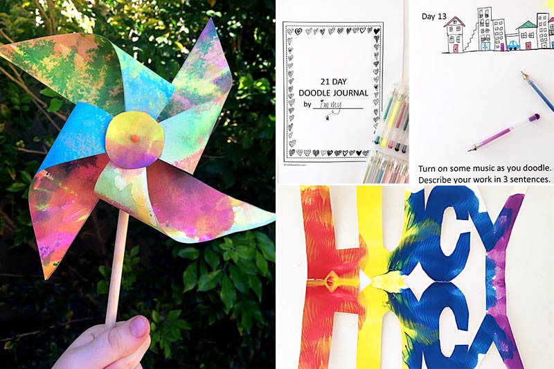 three fun summer arts and crafts for tweens - pinwheel, doodle journal, name snowflake