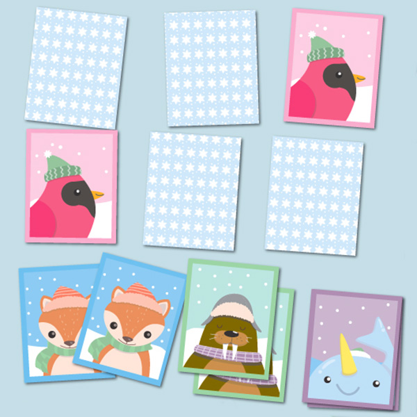 Winter Animals Matching Pairs Game